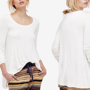 Free People January long sleeved ribbed top in Ivory Size Small